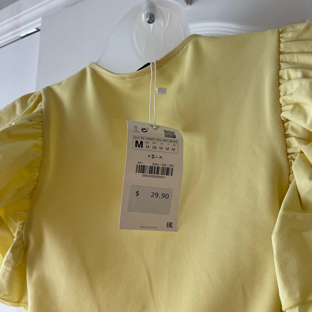 Zara Yellow Ruffle Mini Dress - Picture 7 of 8